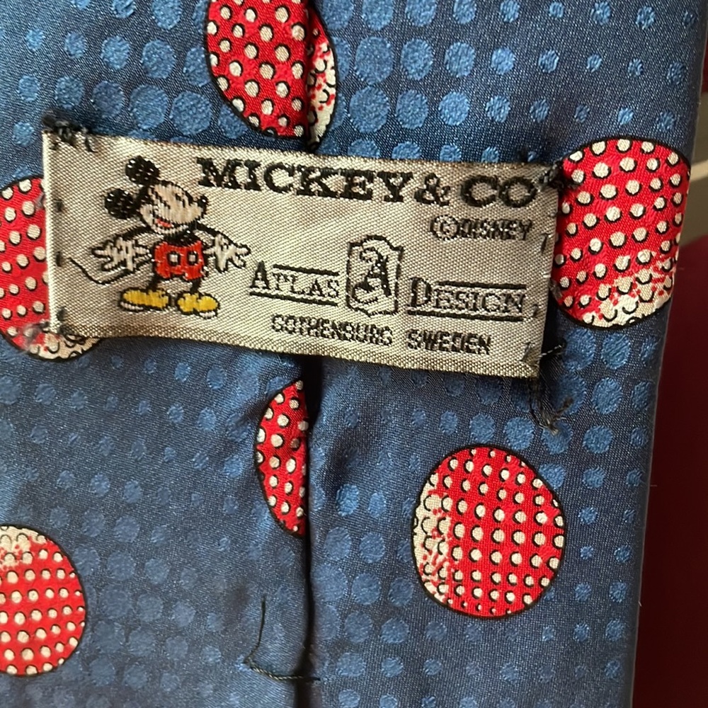 Disney Mickey & Co Mickey Mouse Golf tie 100% Silk Made in Italy Blue - Picture 8 of 11